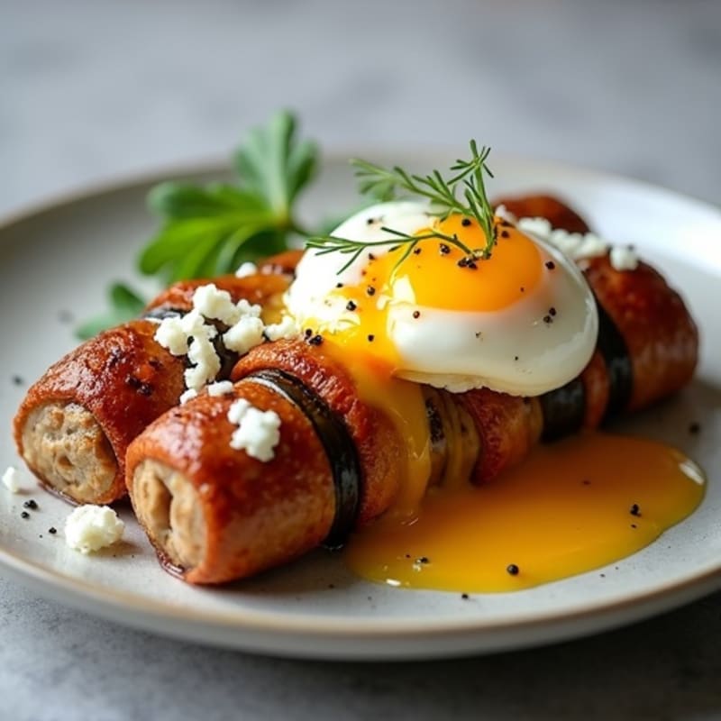 Crispy Eggplant-Wrapped Lean Chicken Sausage