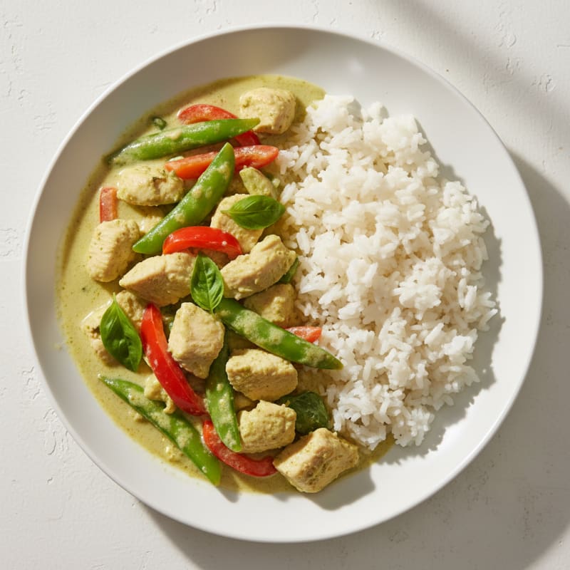 Green Curry Chicken with Coconut Rice