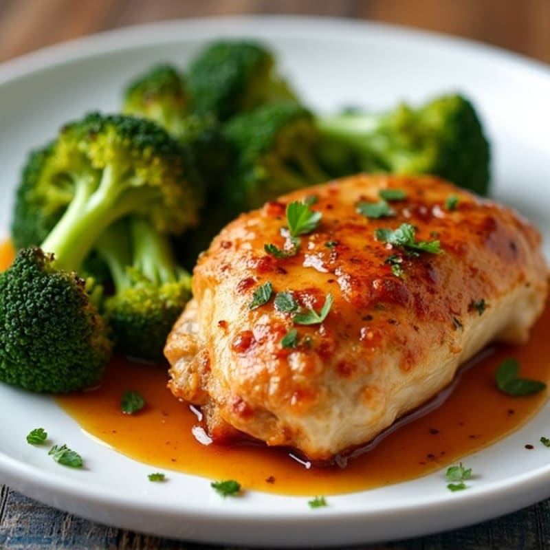 Crispy Baked Chicken Thighs with Sticky Orange-Ginger Glaze and Roasted Broccoli