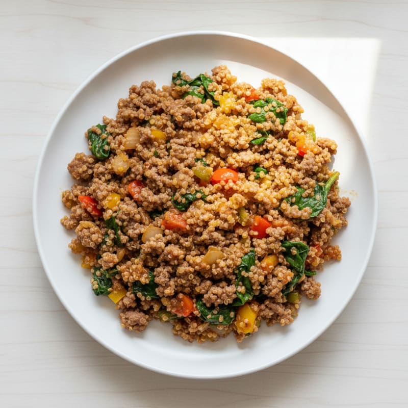Ground Beef and Quinoa Skillet with Spinach