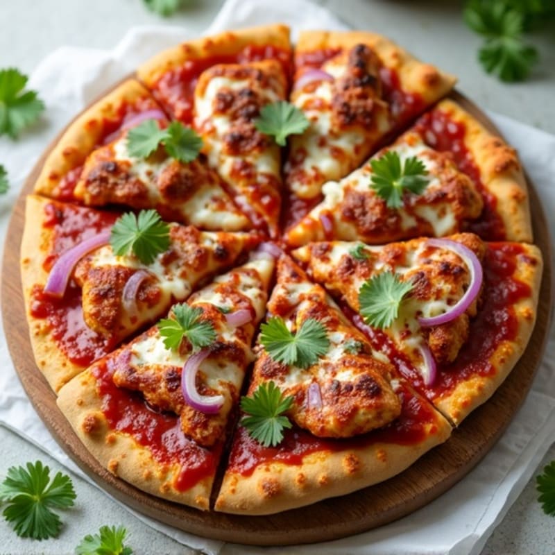 Crispy BBQ Chicken Pizza with Whole Wheat Crust and Fresh Red Onion