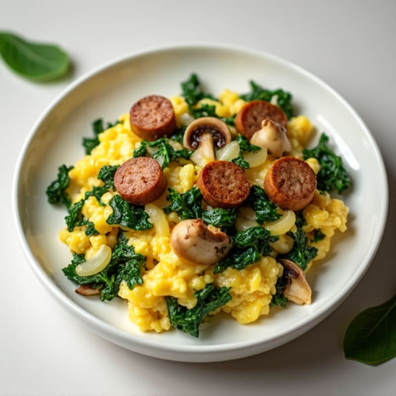 Protein-Packed Spinach and Mushroom Egg White Scramble