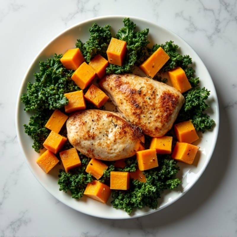 Sheet Pan Chicken with Roasted Butternut Squash and Crispy Kale
