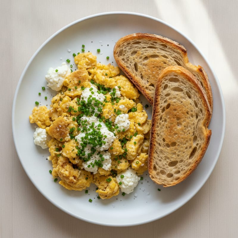 Scrambled Eggs with Cottage Cheese and Chives
