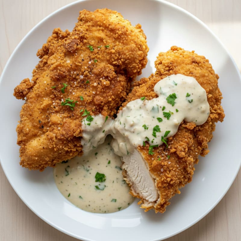 Crispy Buttermilk Fried Chicken with Creamy Gravy