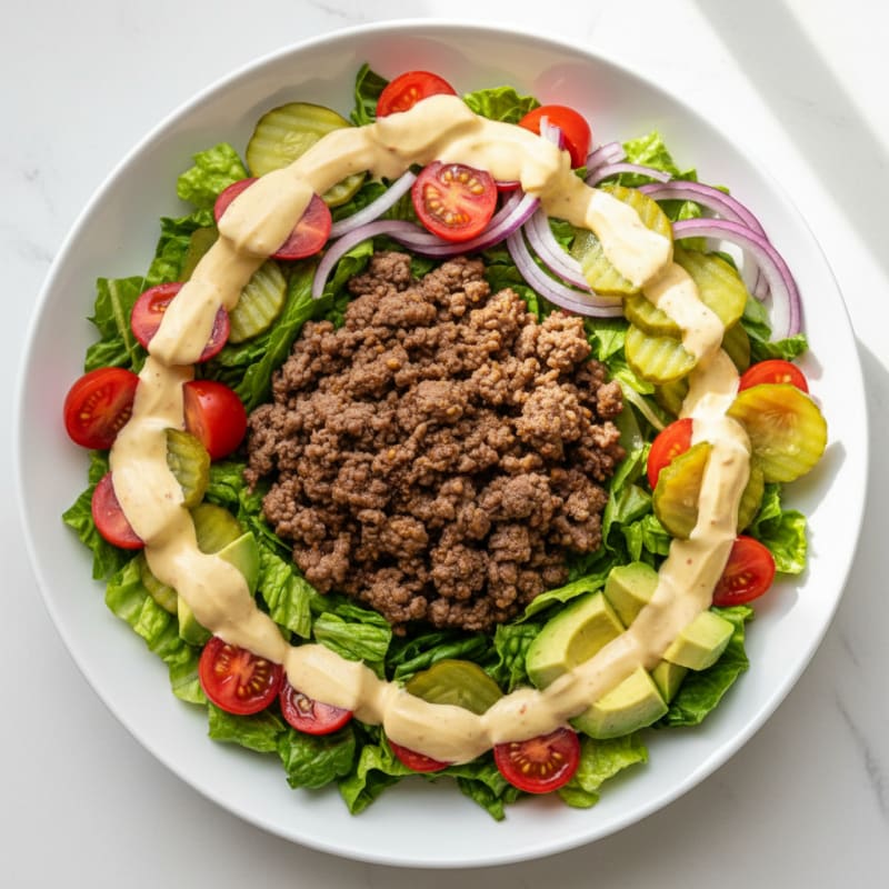 Beef Burger Bowl with Special Sauce