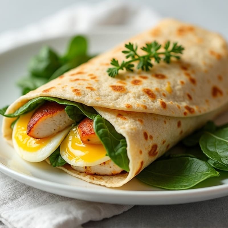 Egg White Roti Wrap with Spinach and Grilled Chicken