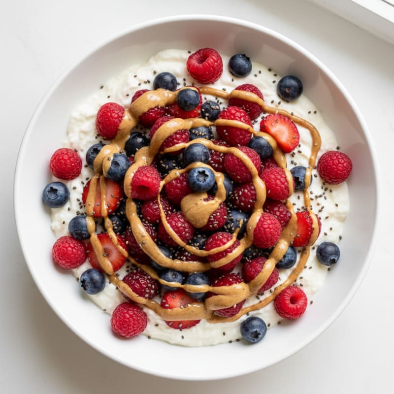 Silky Greek Yogurt Protein Pudding with Mixed Berries