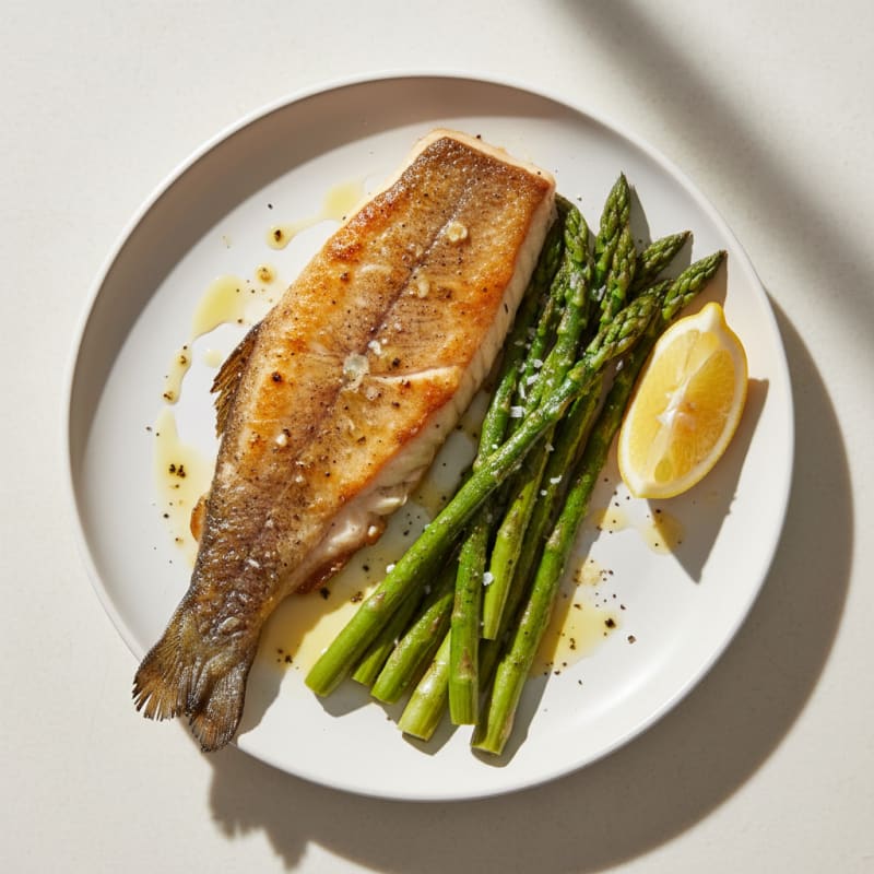 Golden Pan-Seared Trout with Roasted Asparagus