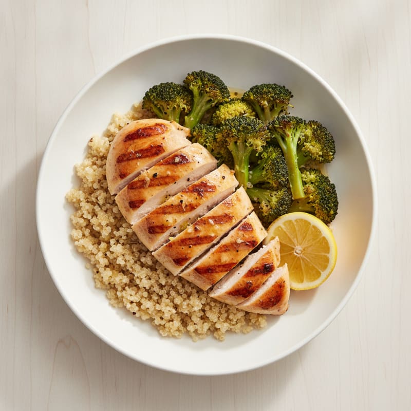 Grilled Chicken and Quinoa Power Bowl with Roasted Broccoli