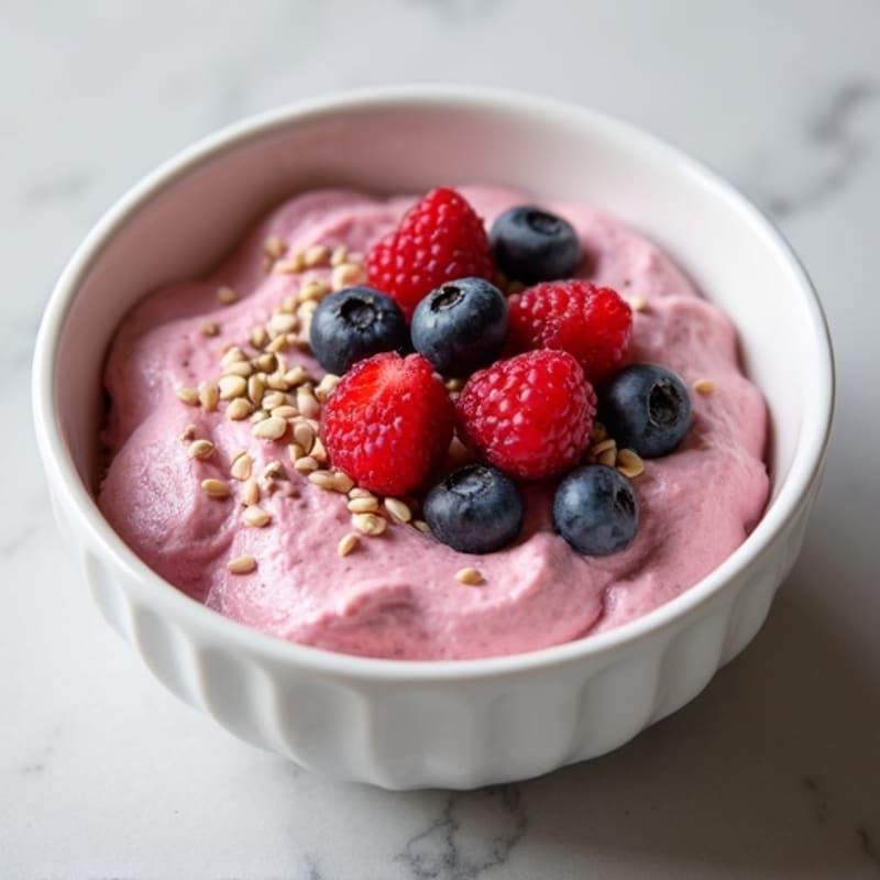 Greek Yogurt Protein Mousse with Mixed Berries