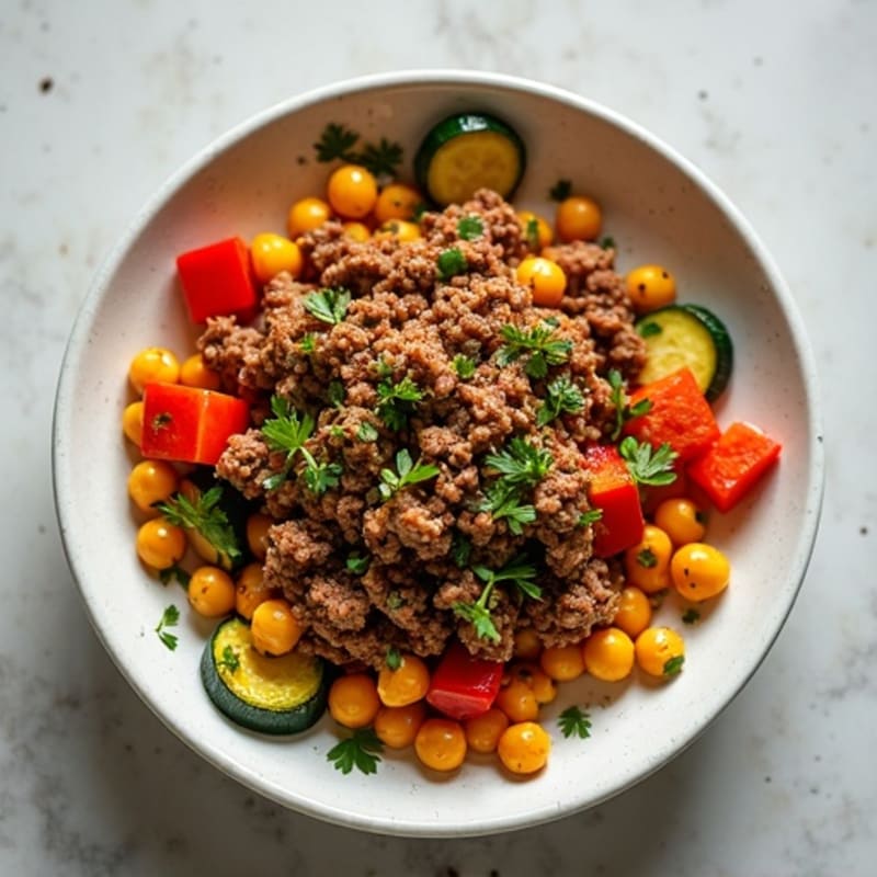 Savory Ground Beef and Roasted Vegetable Bowl