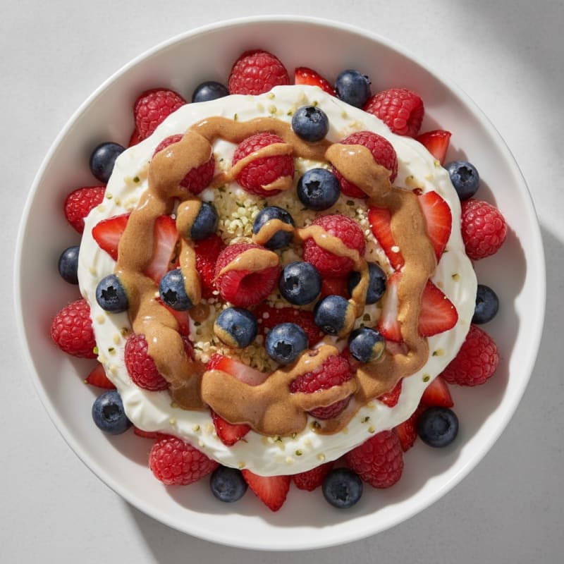 Greek Yogurt Parfait with Mixed Berries and Almond Butter