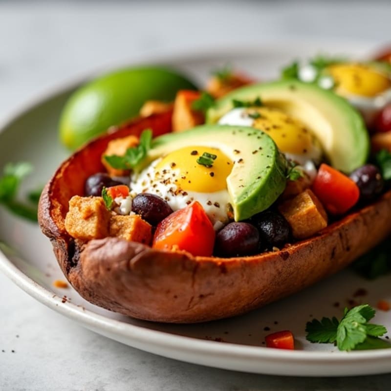Roasted Sweet Potato Black Bean Taco Boats