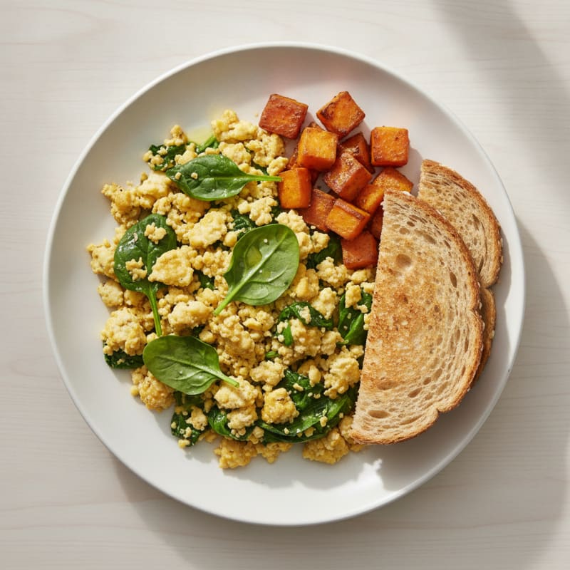 Egg and Tofu Scramble with Toasted Bread