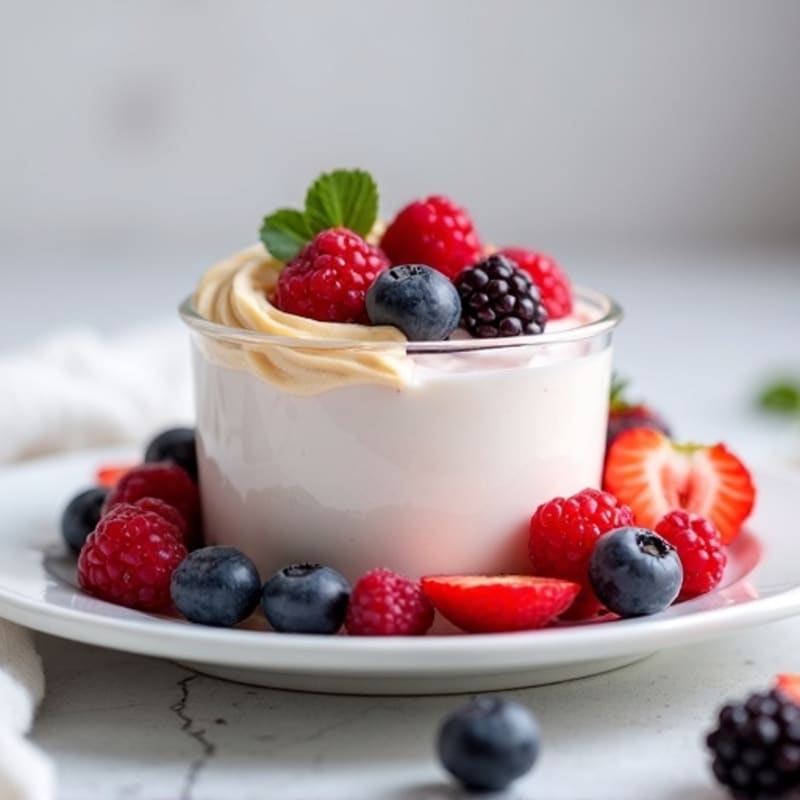 Greek Yogurt Protein Mousse with Mixed Berries