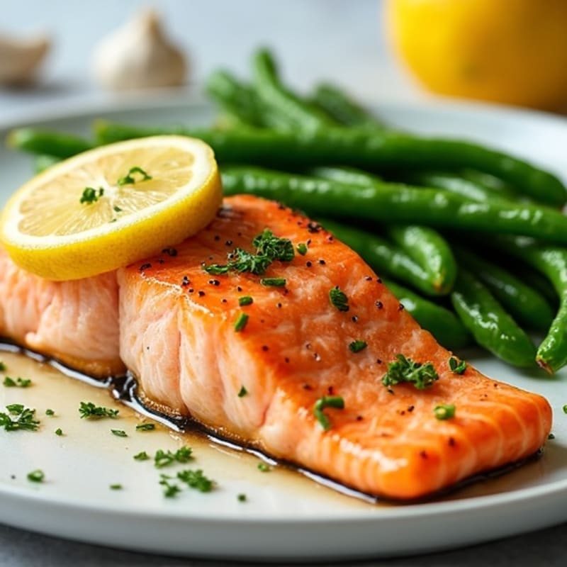Lemon-Herb Baked Salmon with Roasted Green Beans
