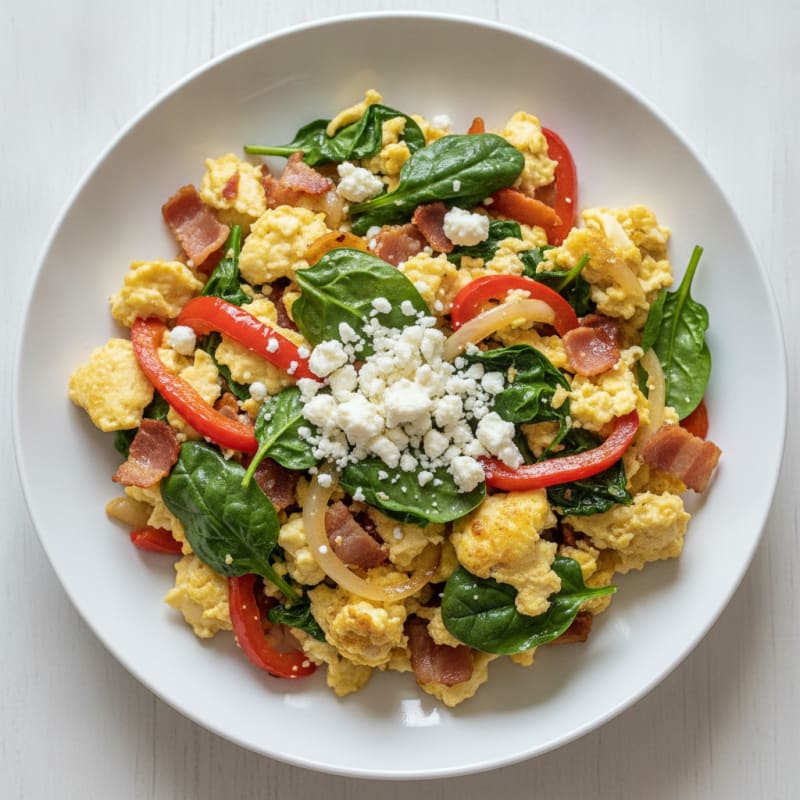 Egg White Vegetable Scramble with Fresh Spinach