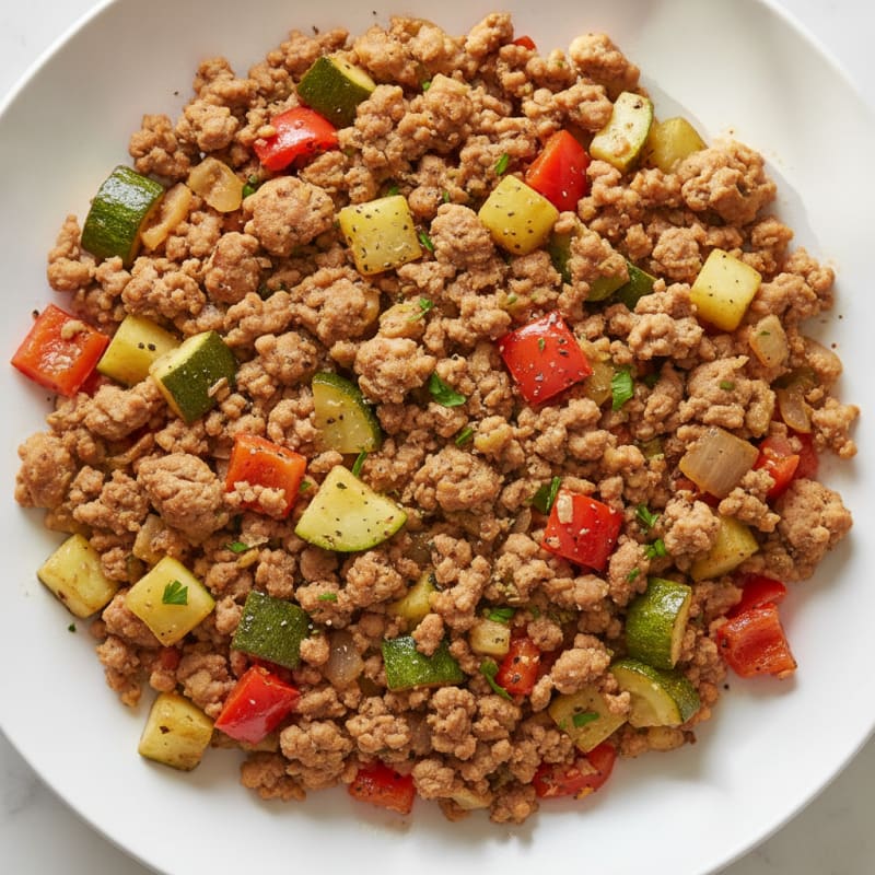 Savory Ground Turkey and Summer Vegetable Skillet