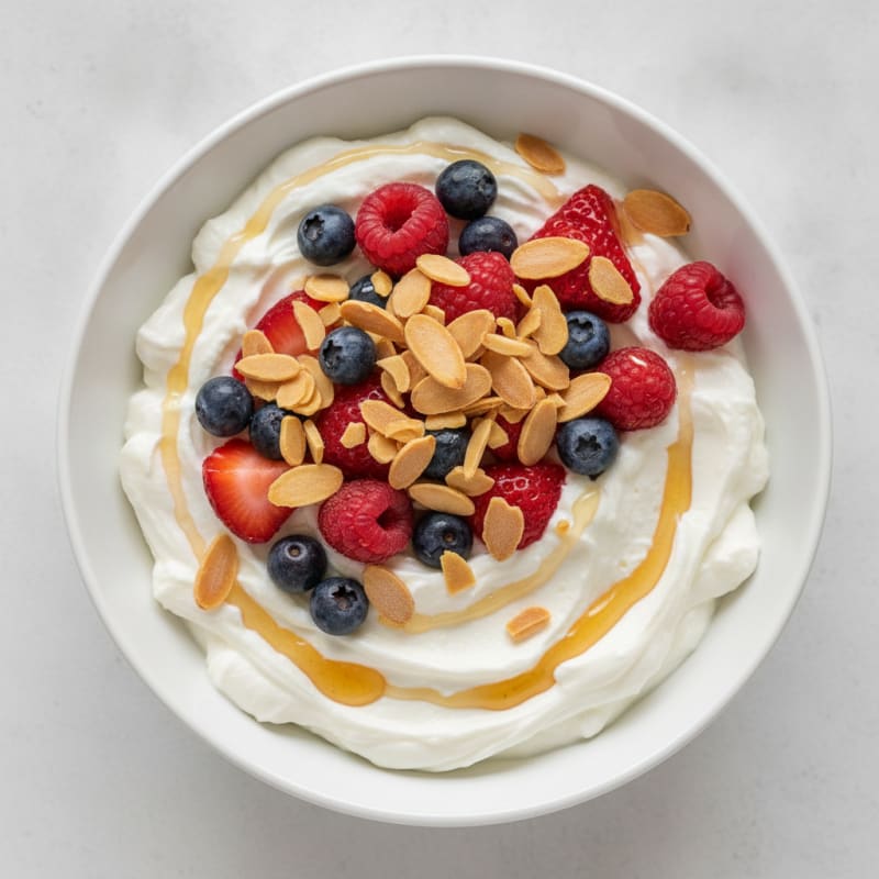 Greek Yogurt Protein Bowl with Mixed Berries and Almonds