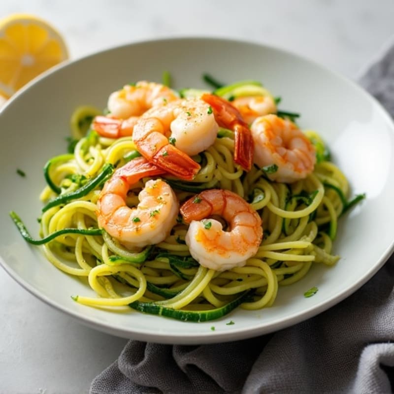 Healthy Garlic Butter Shrimp with Lemon and Zucchini Noodles