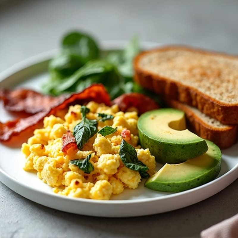 Egg White Scramble with Spinach and Turkey Bacon