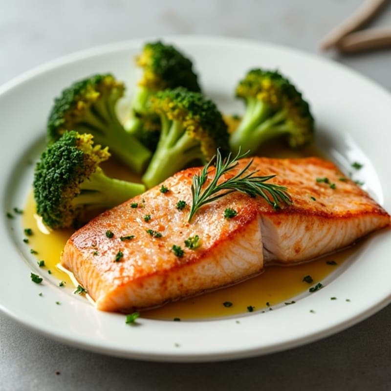 Seared Salmon with Roasted Broccoli and Lemon