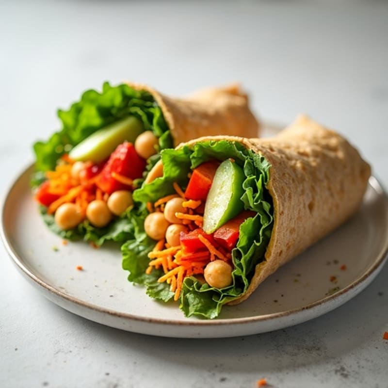 Fresh Rainbow Veggie Wrap with Hummus