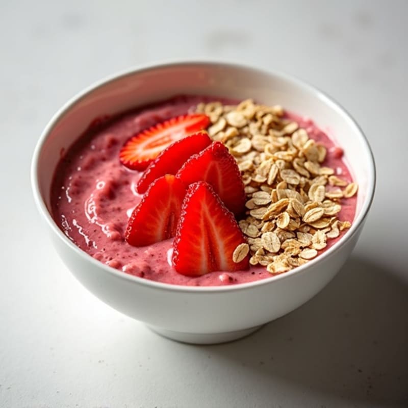 Creamy Strawberry Protein Bowl with Crunchy Whole Grain Crumble
