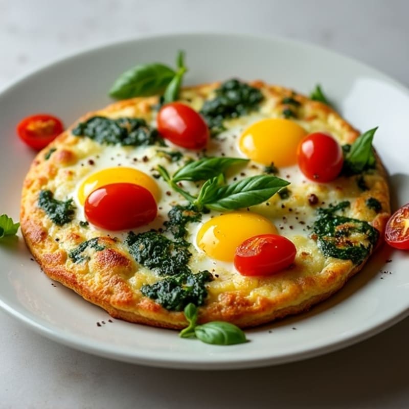 Baked Egg Frittata with Sautéed Spinach and Cherry Tomatoes