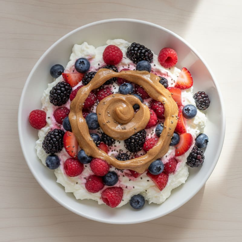 Greek Yogurt Protein Mousse with Mixed Berries