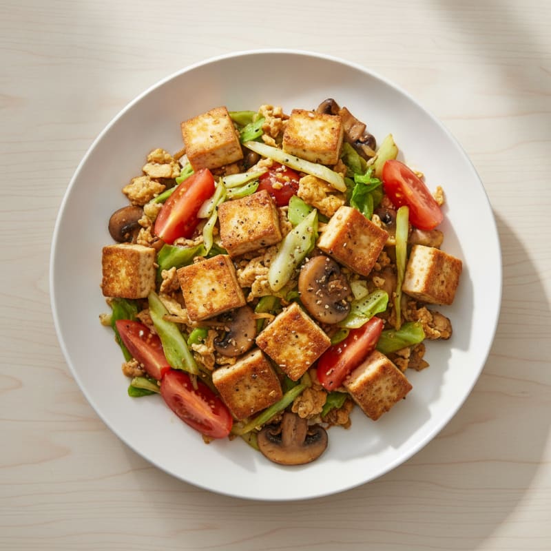 Tofu & Mushroom Cabbage Stir-Fry