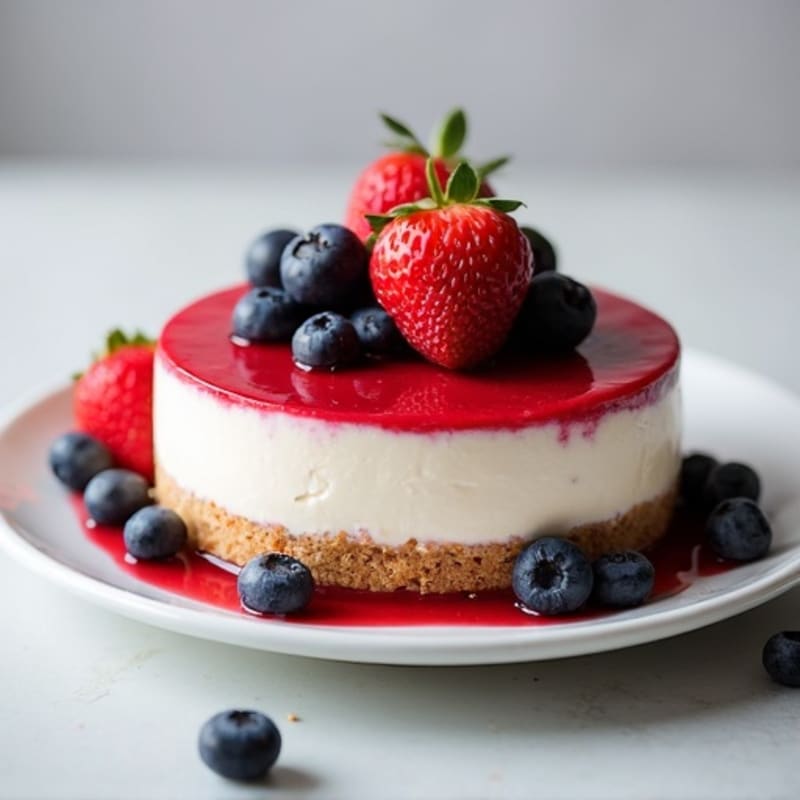 Greek Yogurt Protein Cheesecake with Mixed Berries