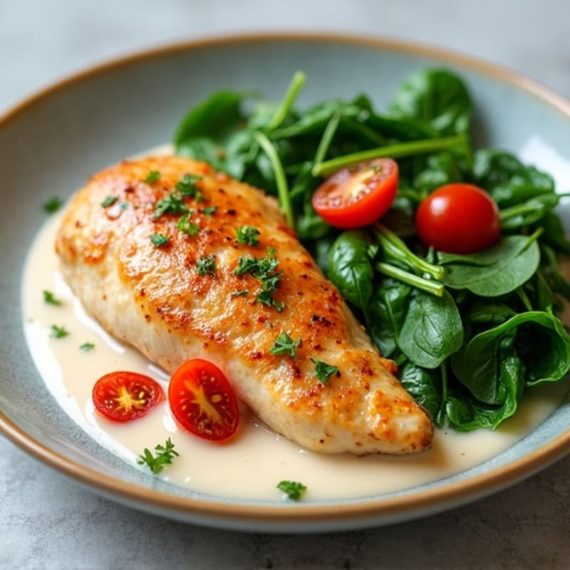 Creamy Pan-Seared Chicken with Sun-Dried Tomatoes and Spinach