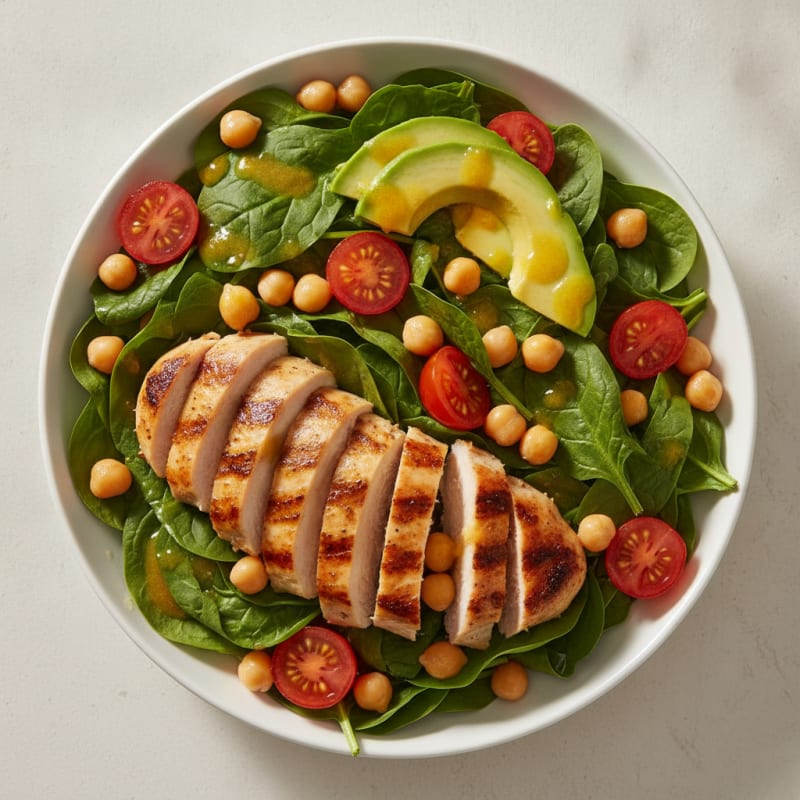 Grilled Chicken and Spinach Salad with Chickpeas