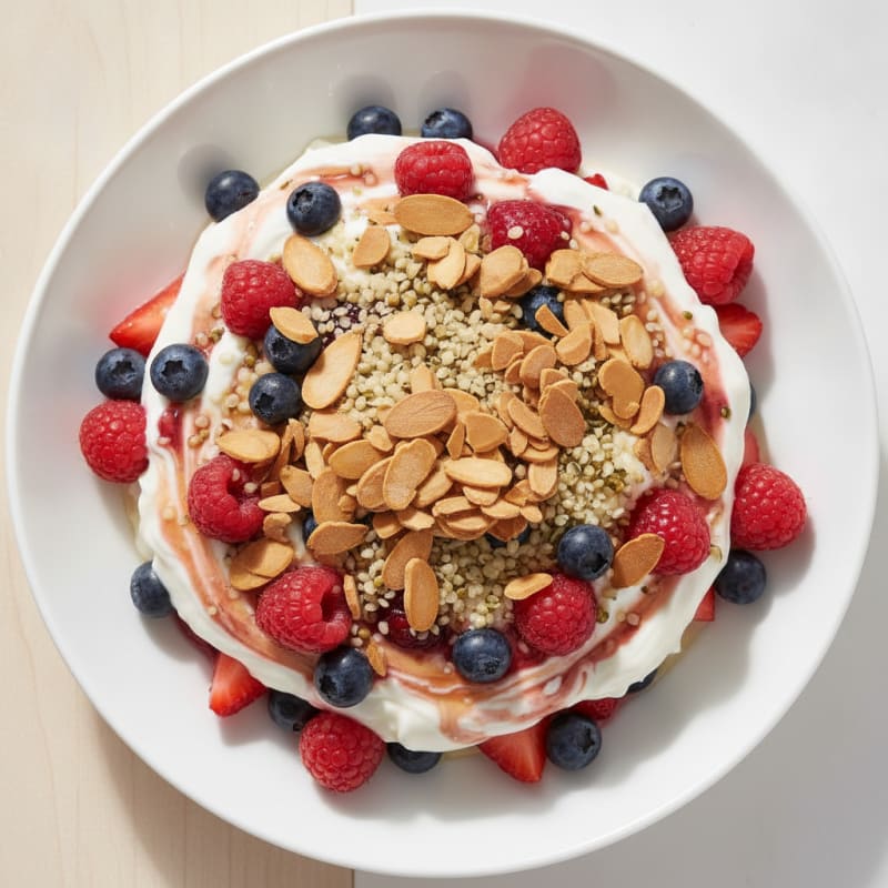Greek Yogurt Protein Parfait with Berries and Almonds