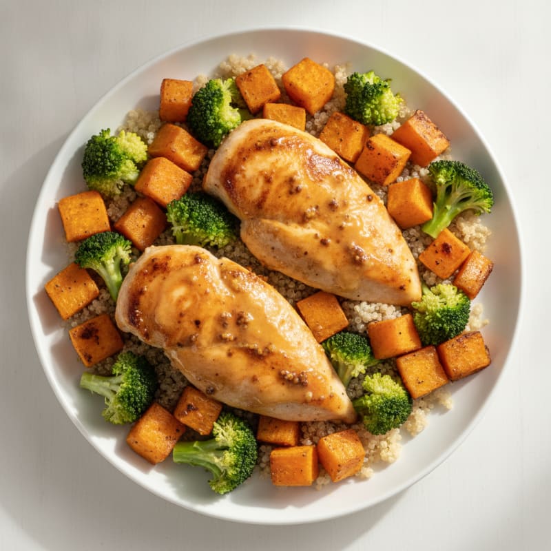Honey-Mustard Chicken with Roasted Sweet Potatoes