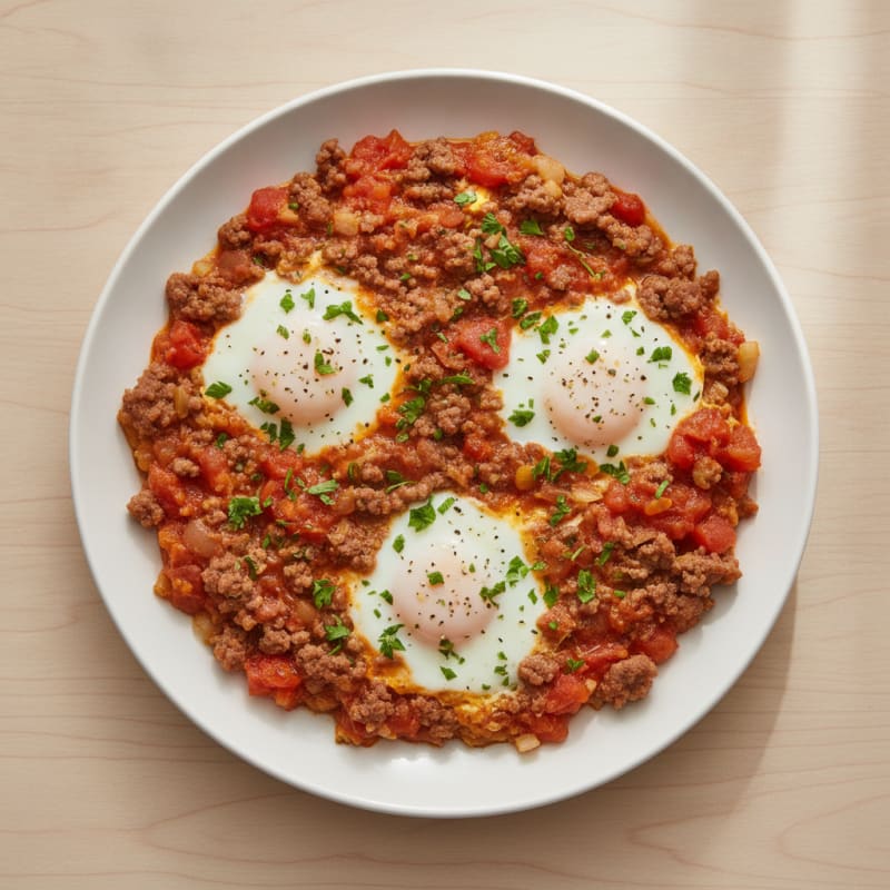 Ground Beef and Egg Skillet with Tomatoes