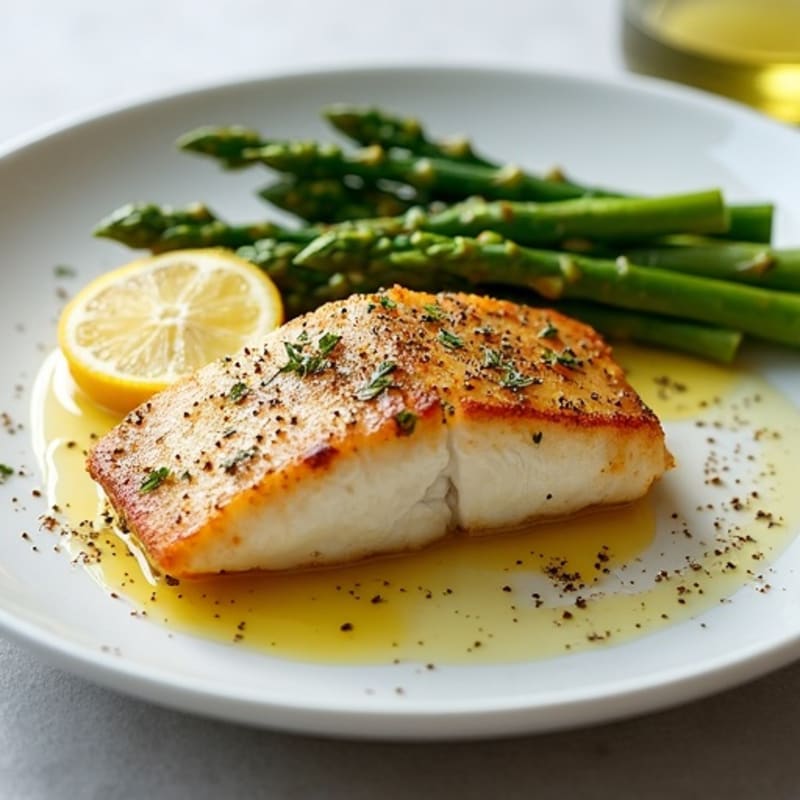 Seared Cod Fillet with Roasted Asparagus