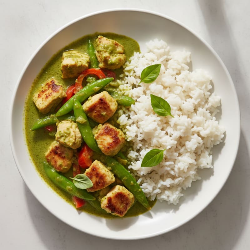 Green Curry Chicken with Coconut Rice