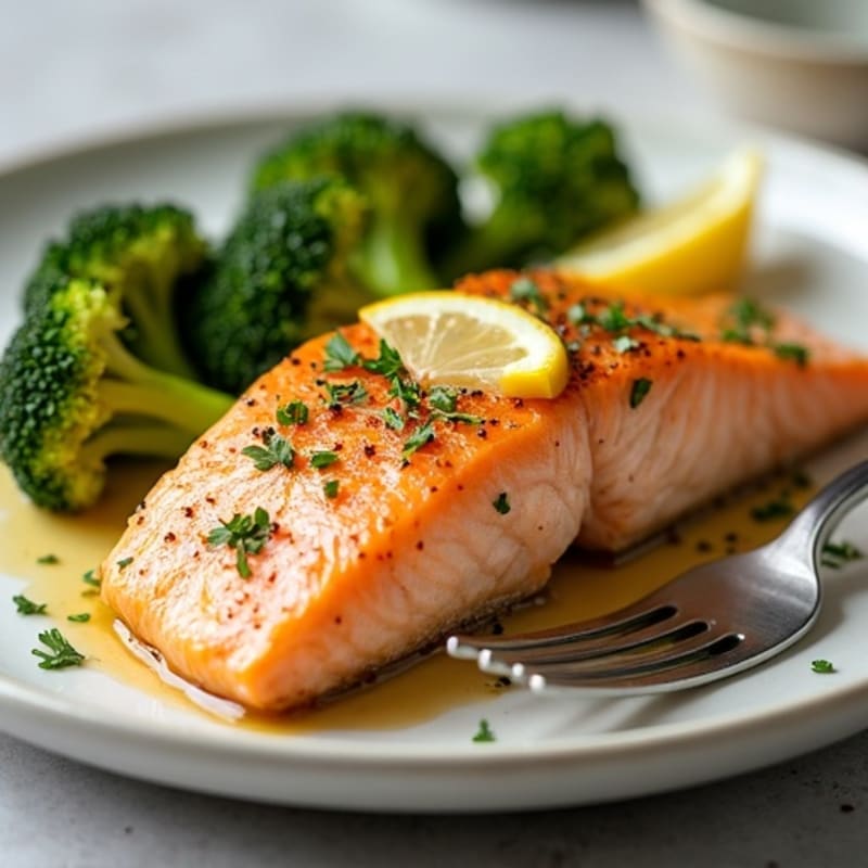 Lemon-Garlic Baked Salmon with Roasted Broccoli
