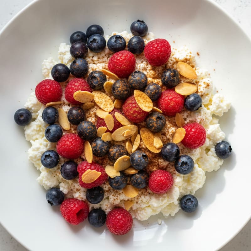 Cottage Cheese and Berry Protein Bowl with Almonds