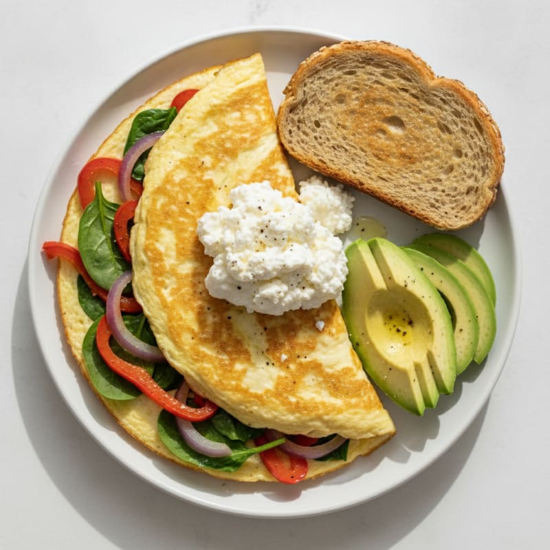 Egg White Vegetable Omelette with Cottage Cheese