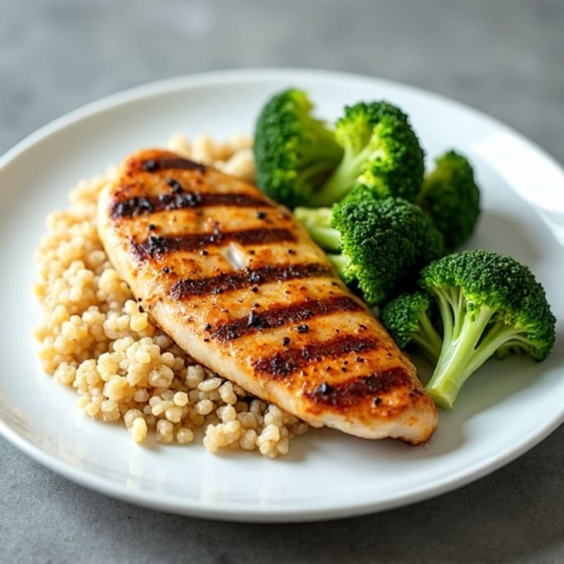 Grilled Chicken Breast with Quinoa and Steamed Broccoli