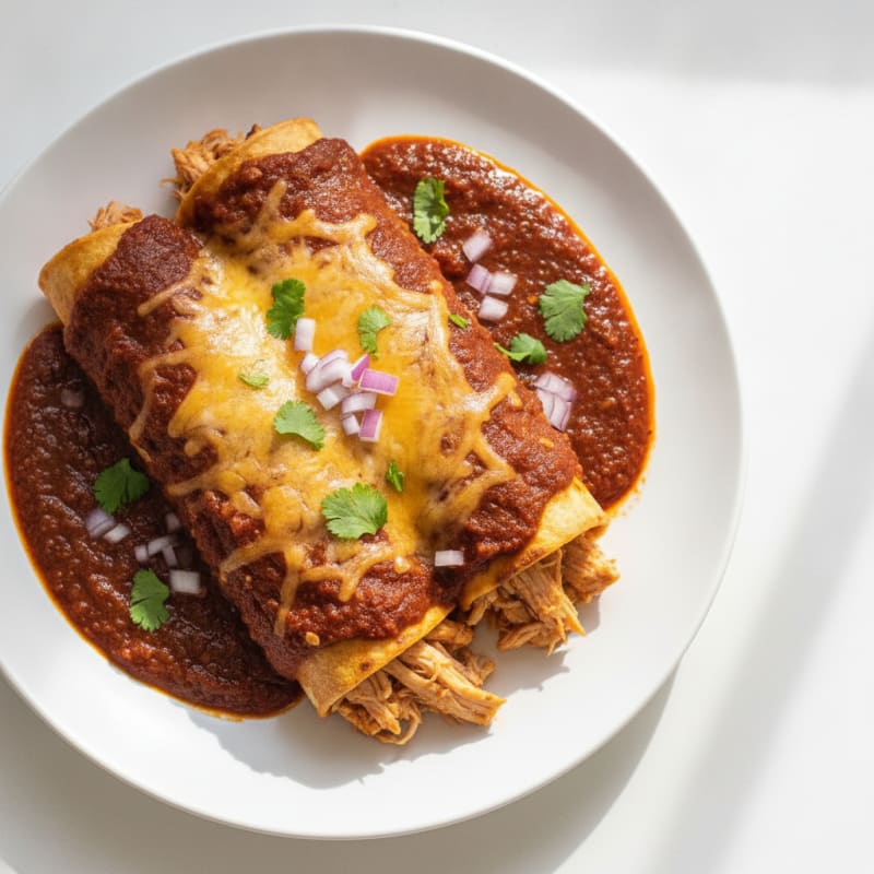 Chicken Enchiladas with Ancho Chili Sauce