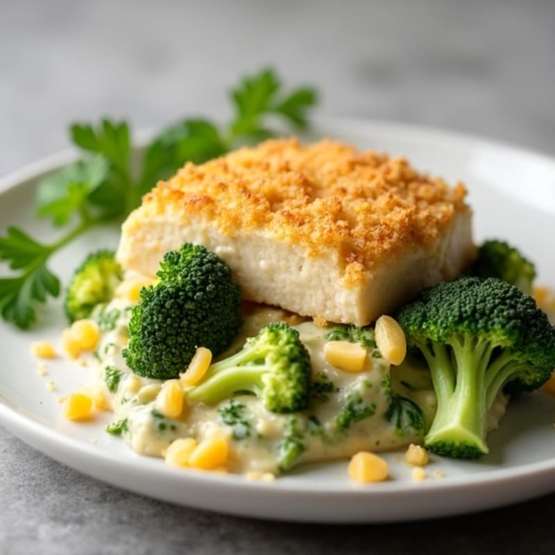 Creamy Chicken and Broccoli Gratin with Crispy Breadcrumb Topping