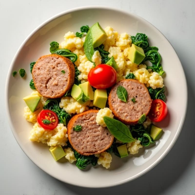 Egg White and Turkey Sausage Scramble with Spinach