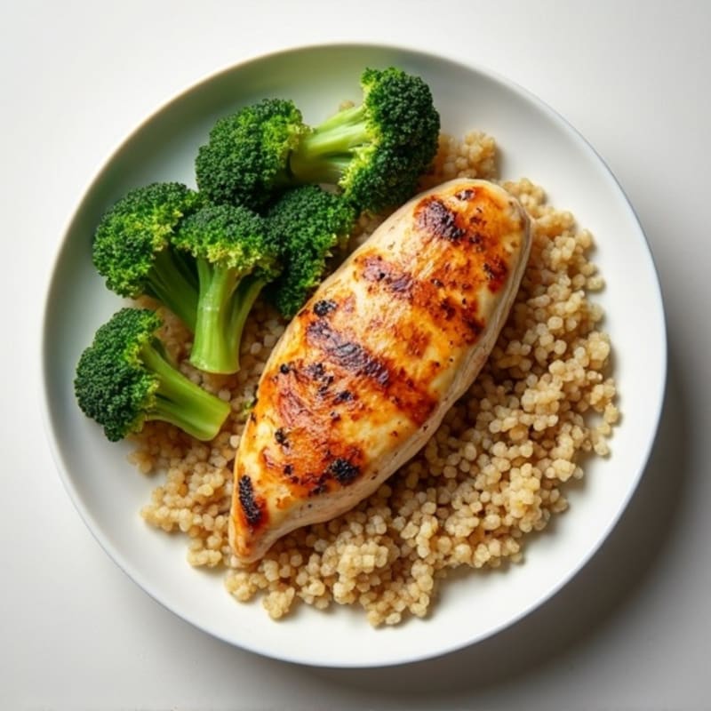 Grilled Chicken Breast with Quinoa and Steamed Broccoli