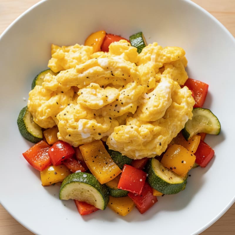 Hearty Scrambled Eggs with Roasted Vegetables