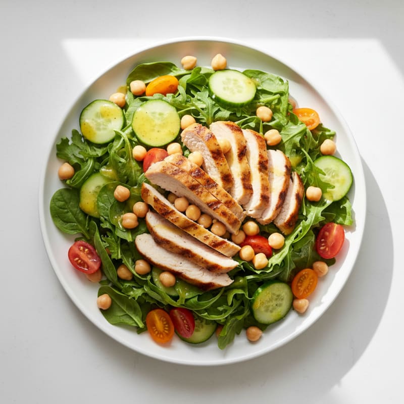 Grilled Turkey Breast Salad with Chickpeas and Lemon Vinaigrette